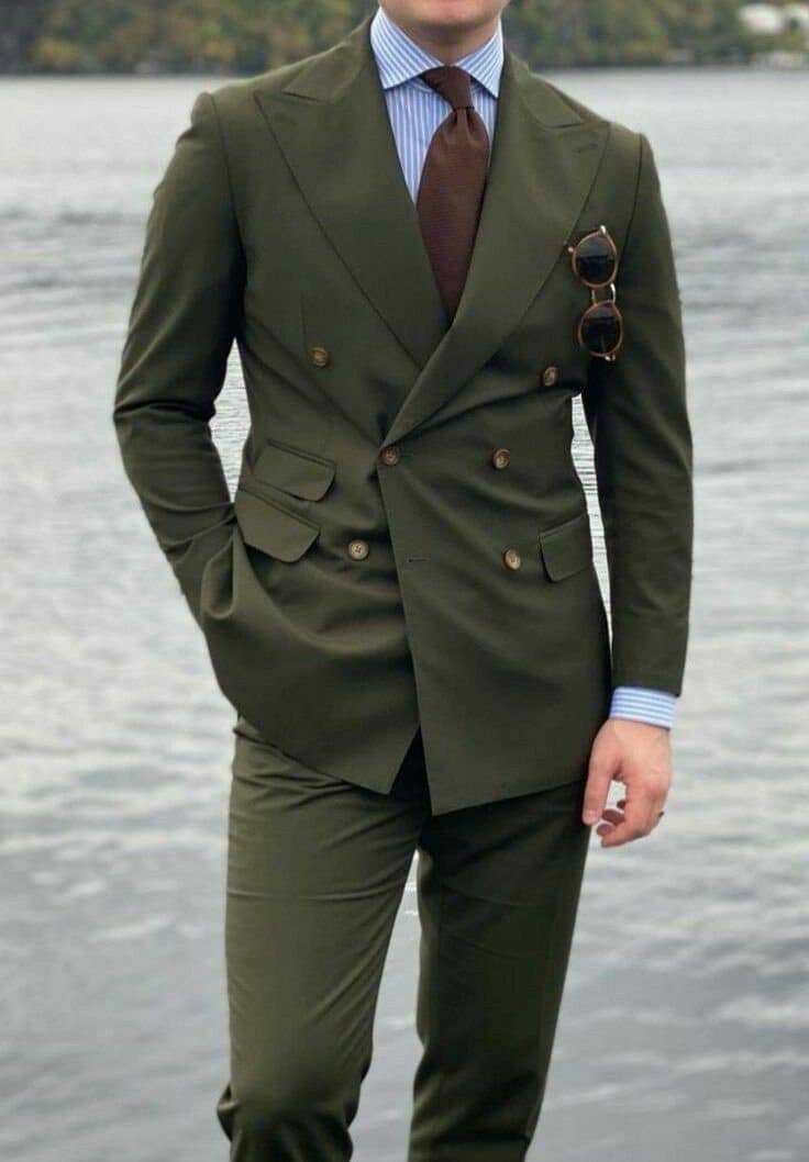 Red double-breasted suit fitting session Koh Samui bespoke tailor