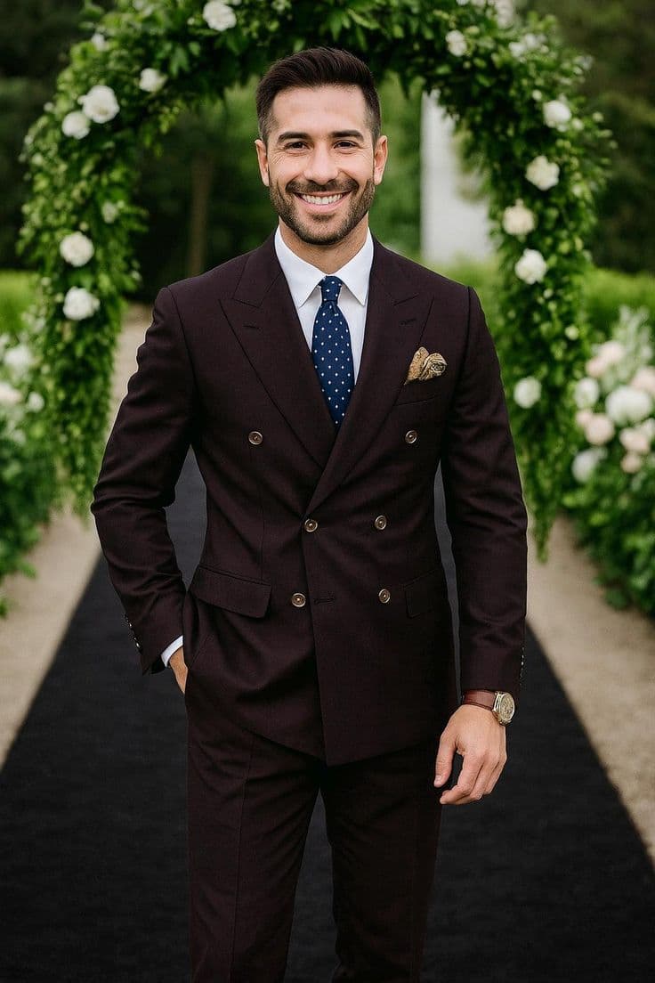 Checkered double-breasted suit custom made Koh Samui tailor