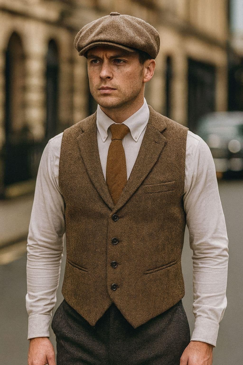 Dark brown custom waistcoat made to measure in Koh Samui