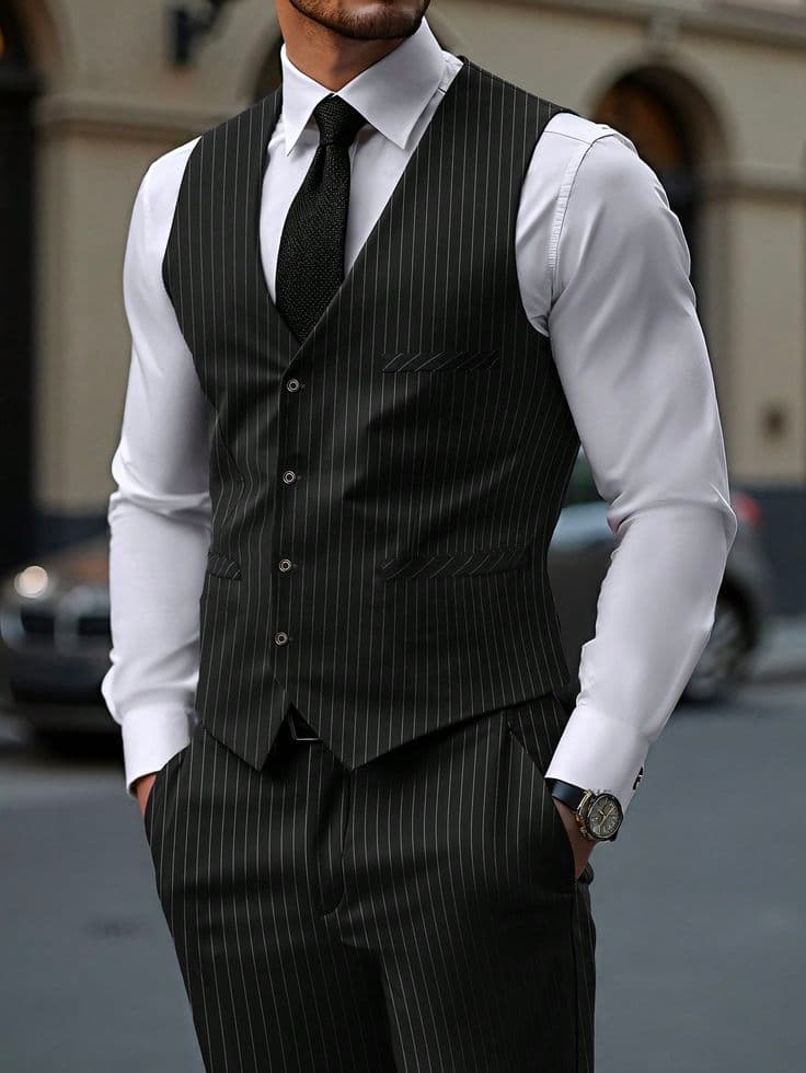 Pinstripe bespoke vest custom tailored in Koh Samui