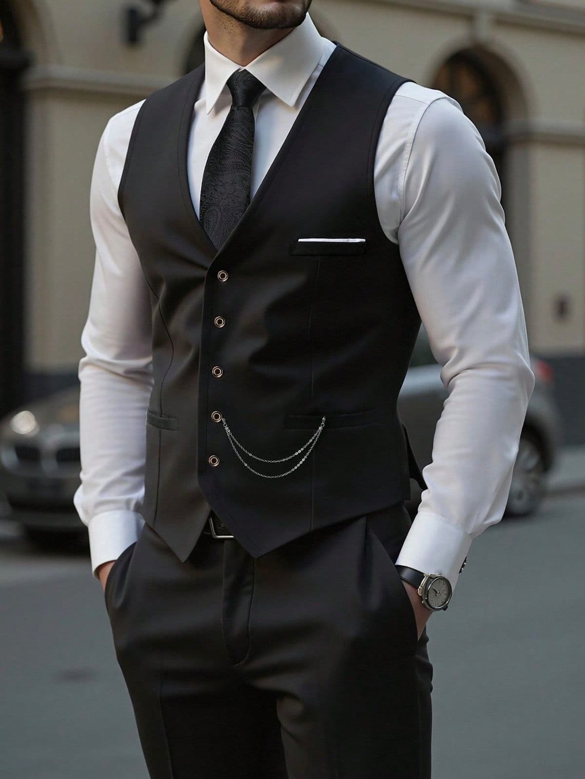 Business vest for men custom made by tailor in Koh Samui