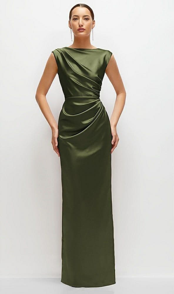 Luxury green silk formal dress custom made in Koh Samui