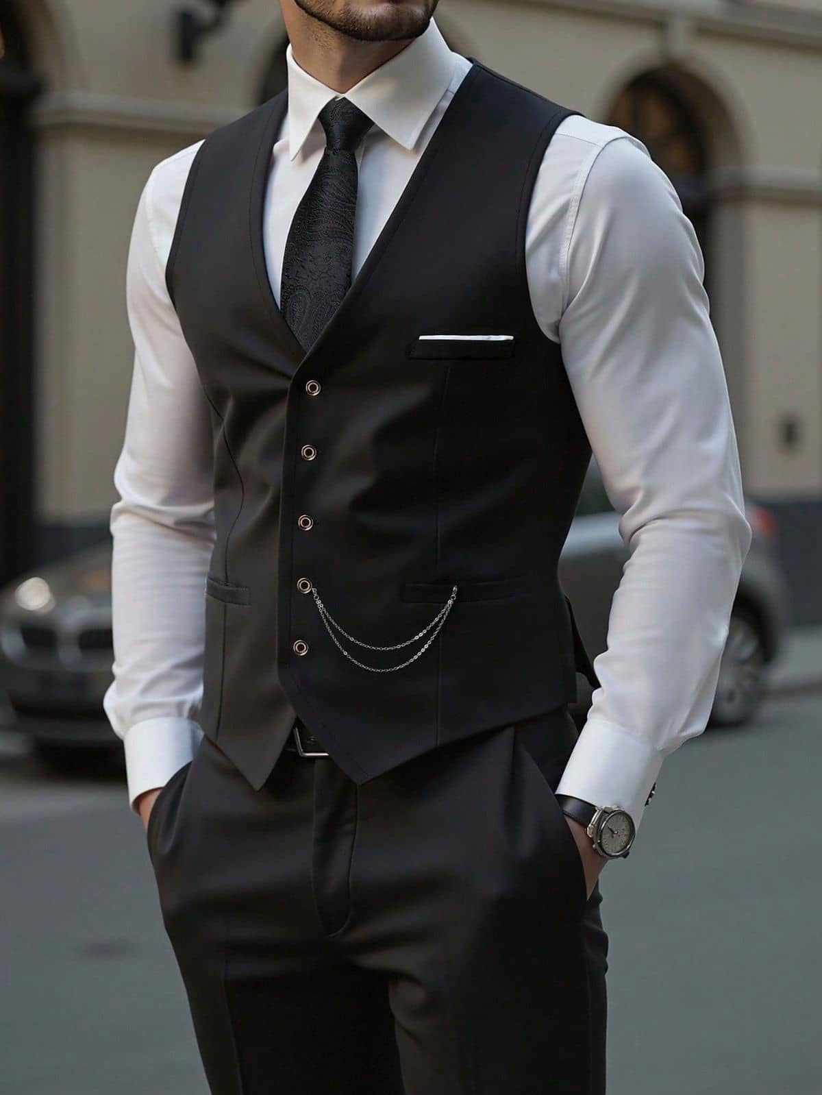 Business vest for men custom made by tailor in Koh Samui